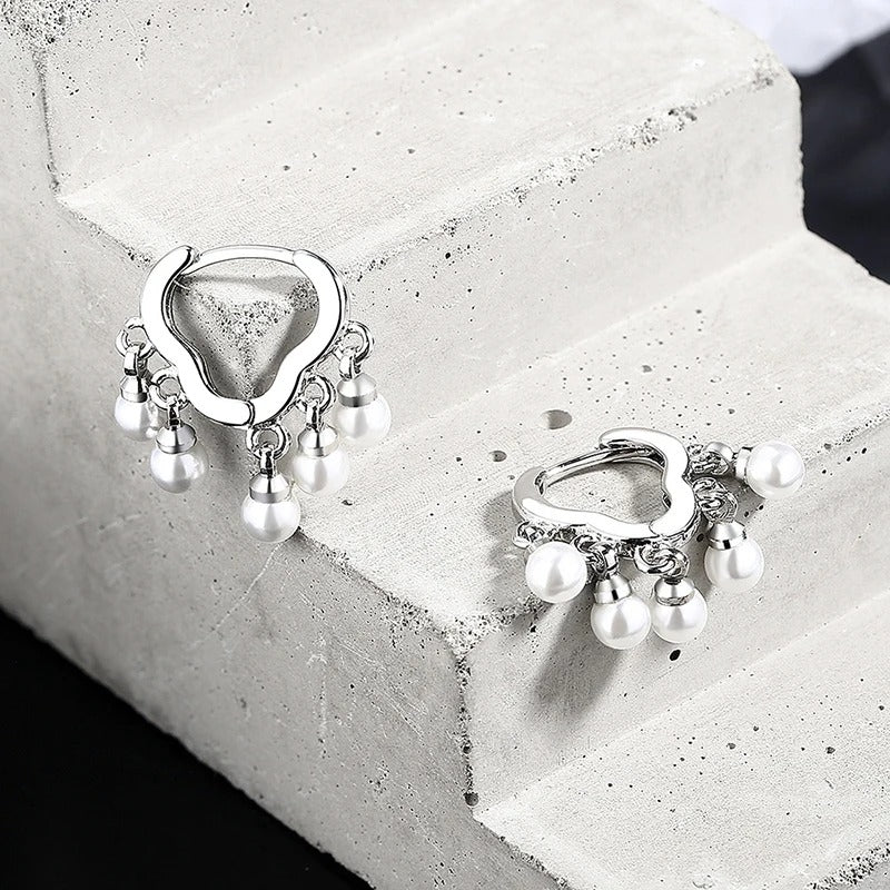 Silver Cloud Tassel Pearls Drop Earrings for Fashion Women Fine Jewelry Minimalist Accessories