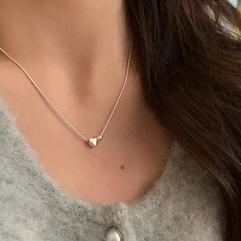 925 Sterling Silver Love Necklace Women Pendant Choker Gift