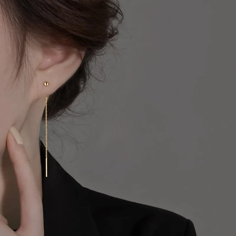 Fashion Dangle Earrings For Women Geometric Ball Long Tassel Chain Drop Silver Color Earring Minimalism Ear Line Kpop Jewelry