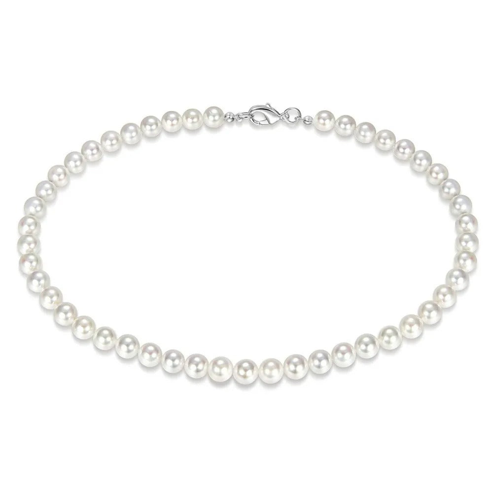 French Retro Pearl Chain Necklace For Women Simple Acrylic Ball Choker Fashion Party Jewelry Versatile Accessories