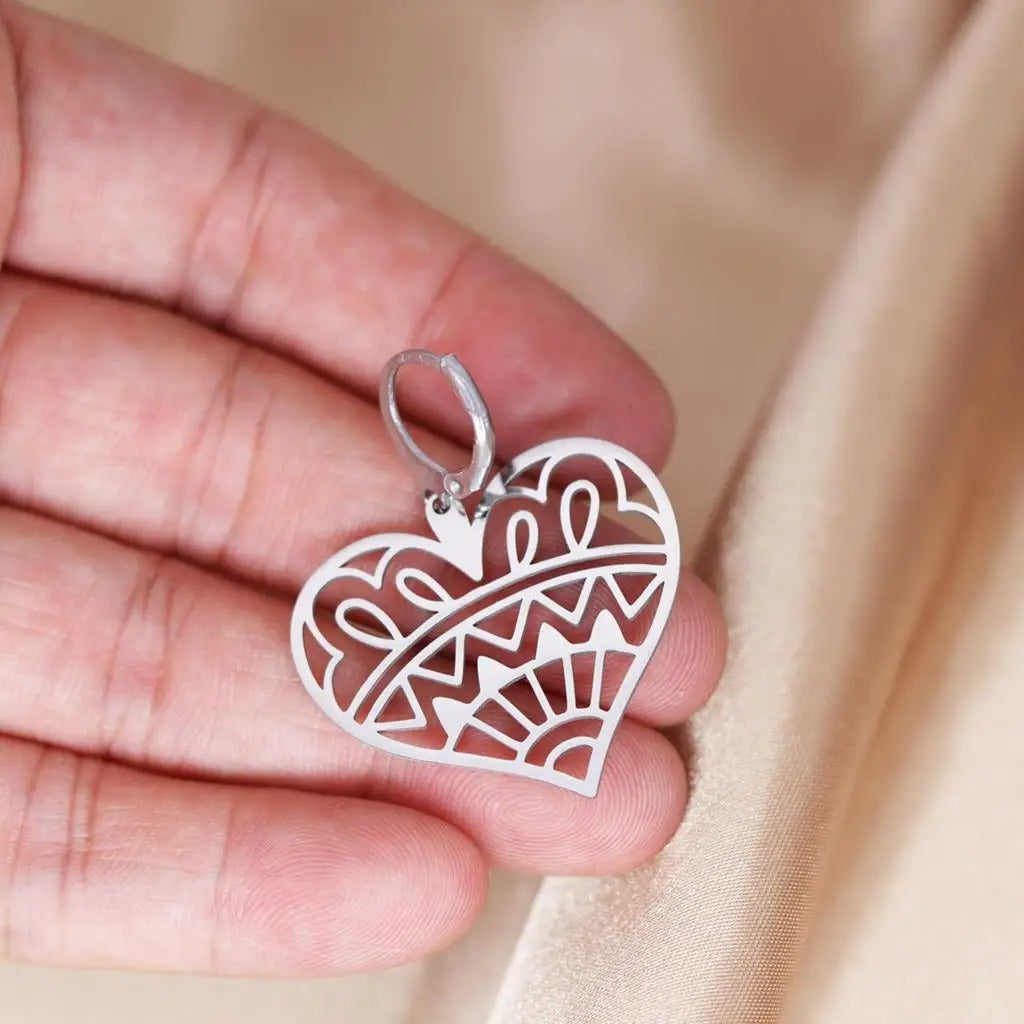 Cool Love Heart Hoop Earrings Girls Heart to Heart Jewelry