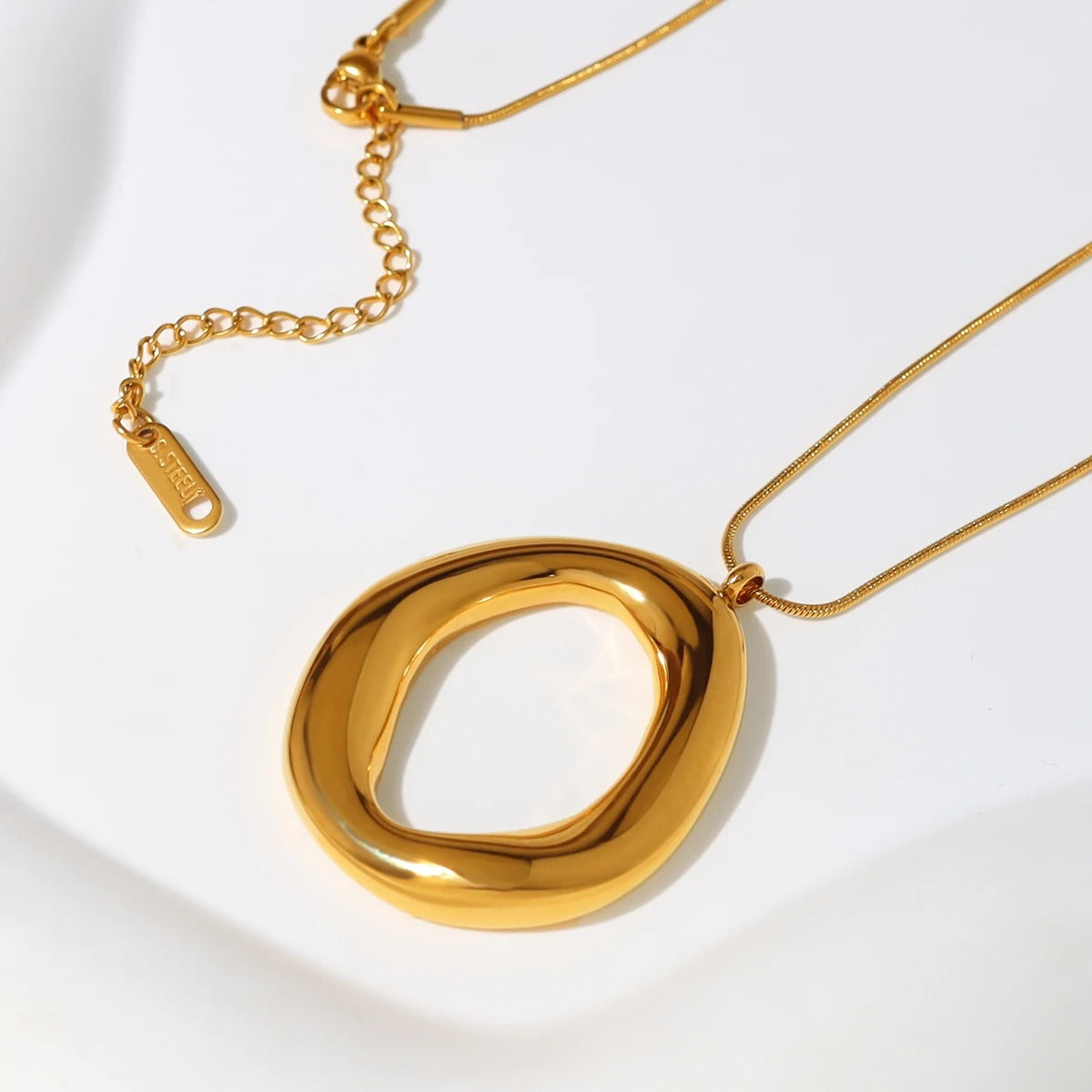 Stainless Steel Irregular Pendant Necklace for Women Snake Bone Chains Trendy 18K Gold Plated Jewelry