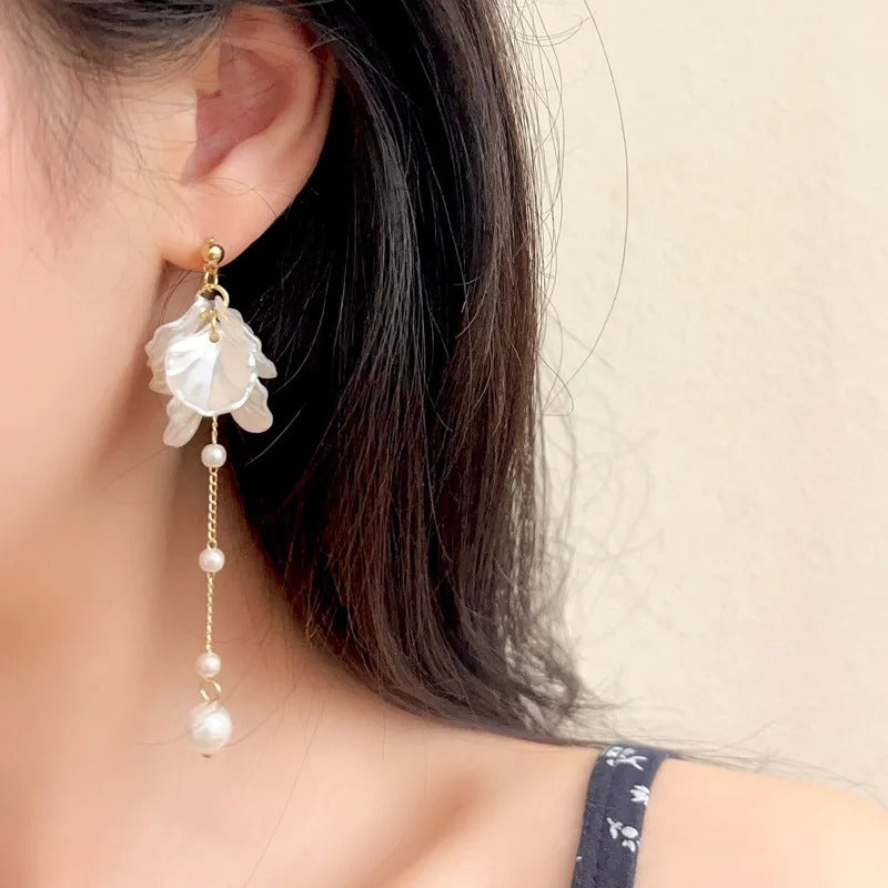 925 Silver Needle Elegant Temperament Modern Jewelry Simulated pearl Tassel Earrings For Women Fashion Accessories