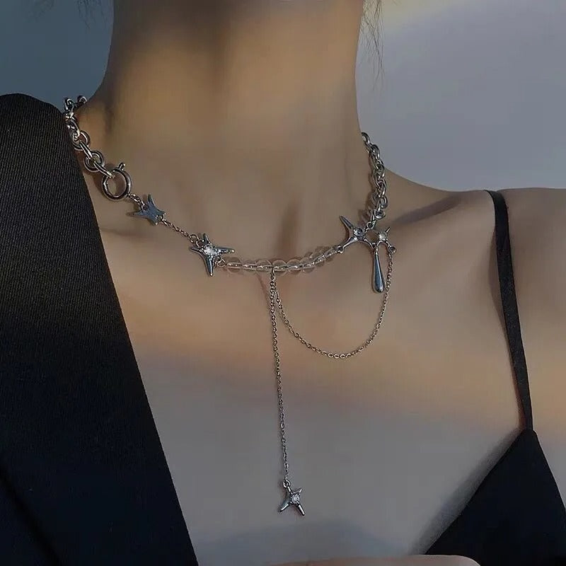 K-Pop Star Chain Necklace Silver Color Summer Jewelry for Women