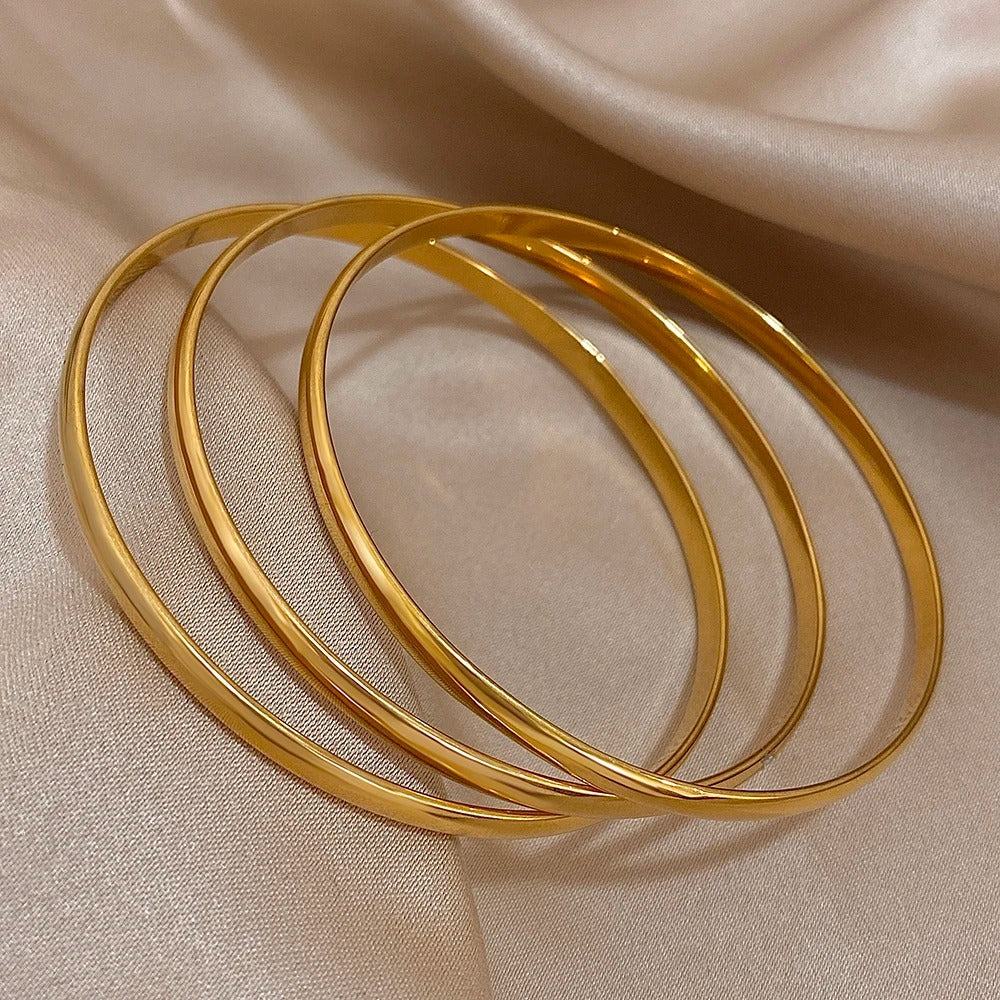 Women’s Stainless Steel Bracelet Set Basic Minimalist Bangles