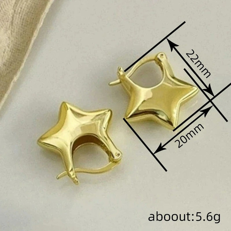 Minimalist Small Star Hoop Earrings For Women Gold Color Cute Tiny Ear Buckle Female Daily Party Jewelry