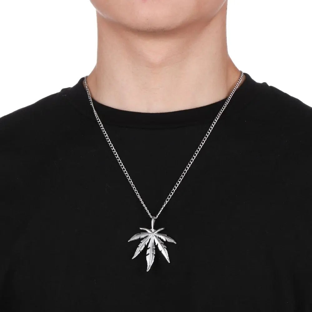Maple Leaf Necklace Leaf Pendant Charm Chain Necklace Men Gift Jewelry Necklace Hip Hop Jewelry Gift