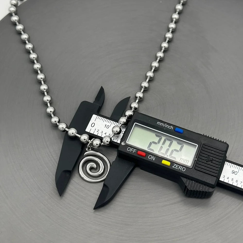 Y2K Stainless Steel Beads Chain Spiral Vortex Pendant Choker Necklace for Women Men Punk Grunge Aesthetic Necklace Jewelry