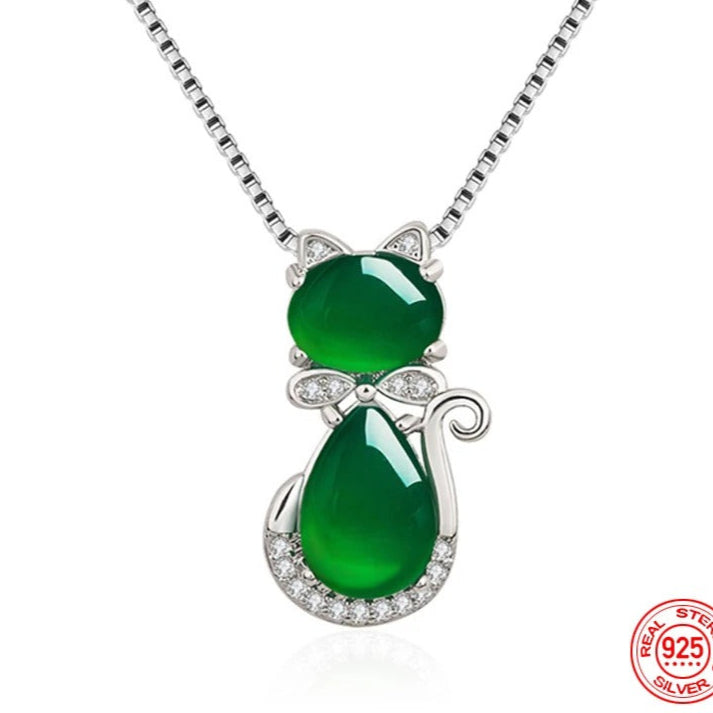 925 Sterling Silver Emerald Necklace For Women Fashion Jewelry Accessories