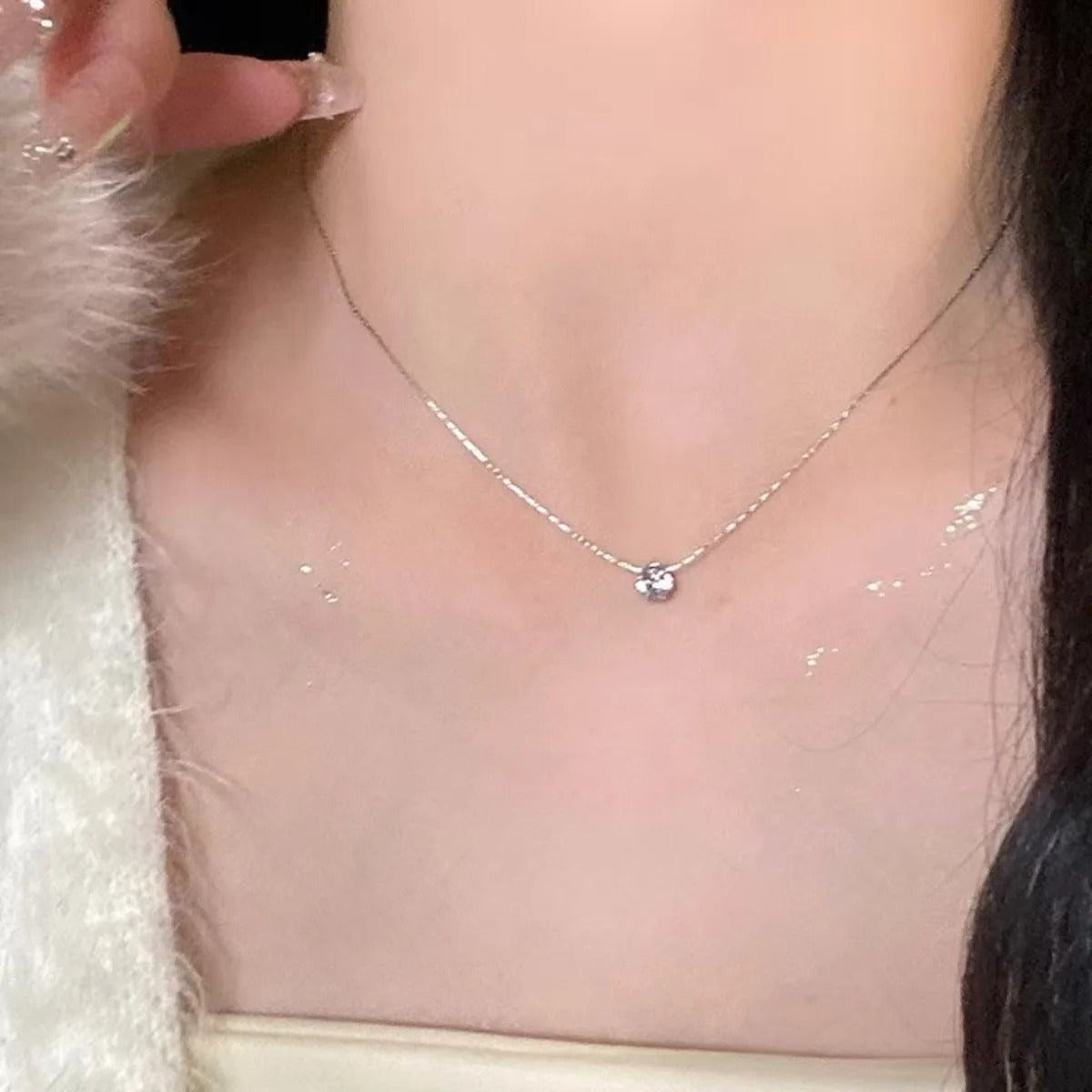 Hot Sale Stainless Steel Zircon Thin Clavicle Chain Necklace for Women Festive Party Jewelry Wholesale
