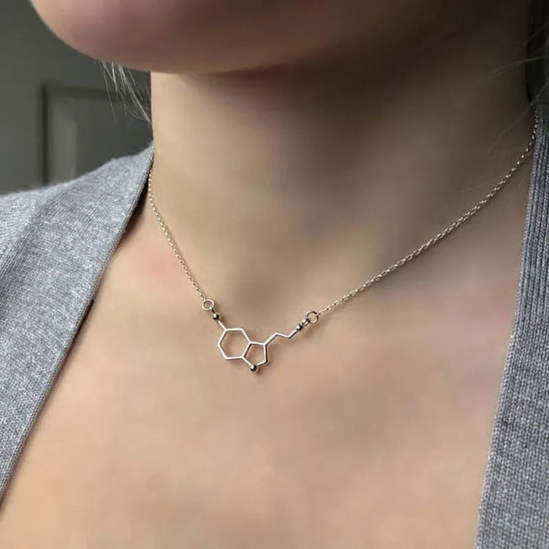 Serotonin Molecule Necklace Stainless Steel for Couples