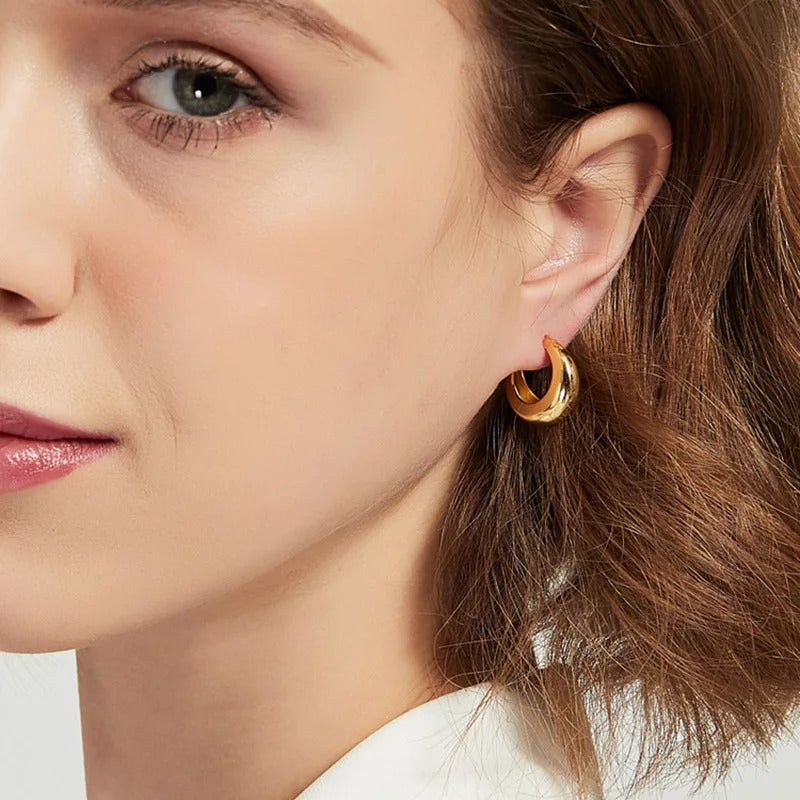 VENTFILLE 925 Sterling Silver Chunky Hoop Earrings – Bold Geometric Circle Earrings for Women, Trendy Punk Party Jewelry