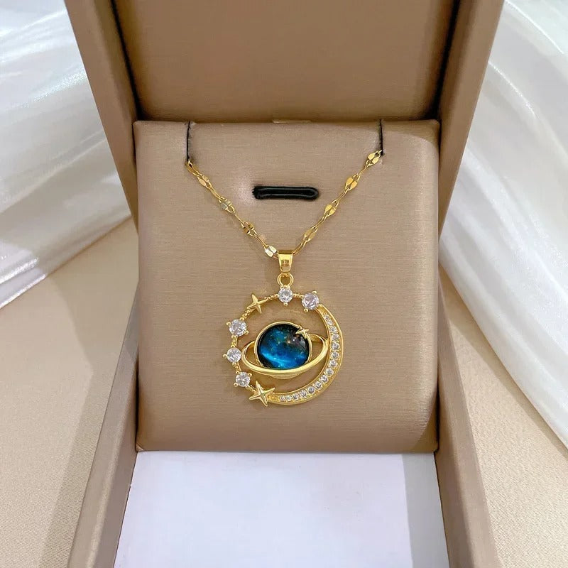 Delicate Starry Pendant Necklace for Women – Micro Inlaid Zircon Luxury Collares Jewelry Gift