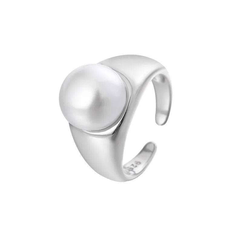 New in 925 Sterling Silver Pearl Adjustable Women's Rings Wedding Luxury Jewelry