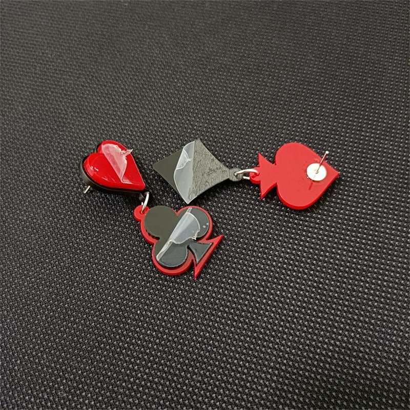 Red & Black Poker Sign Dangle Earrings Party Jewelry Women