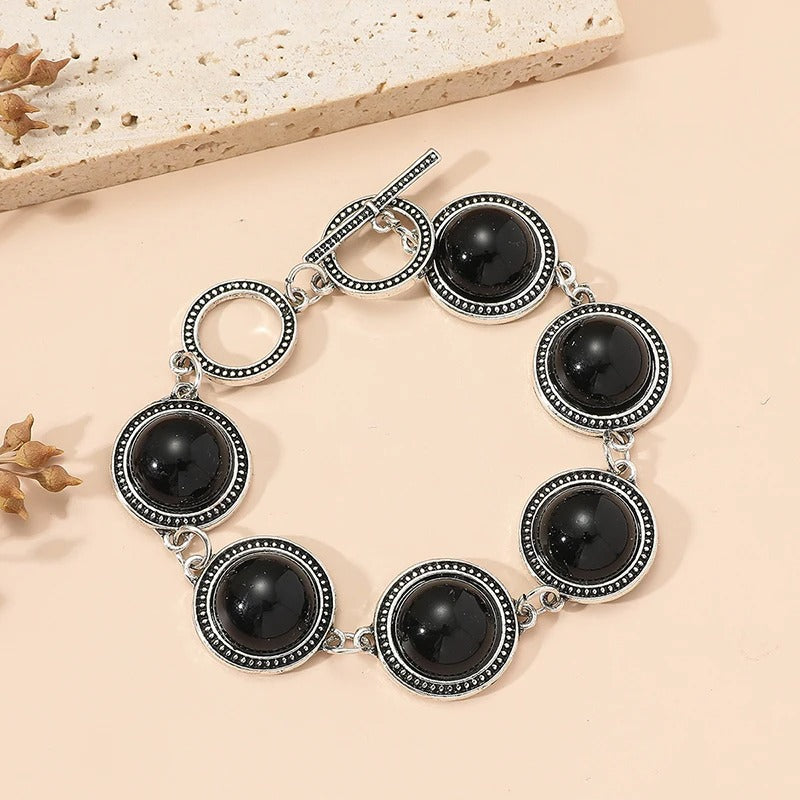 Fashion Boho Vintage Round Pearl Bracelets Bangles For Women Blue Red Black Bead Vintage Bohemian Adjustable Bracelet Jewelry