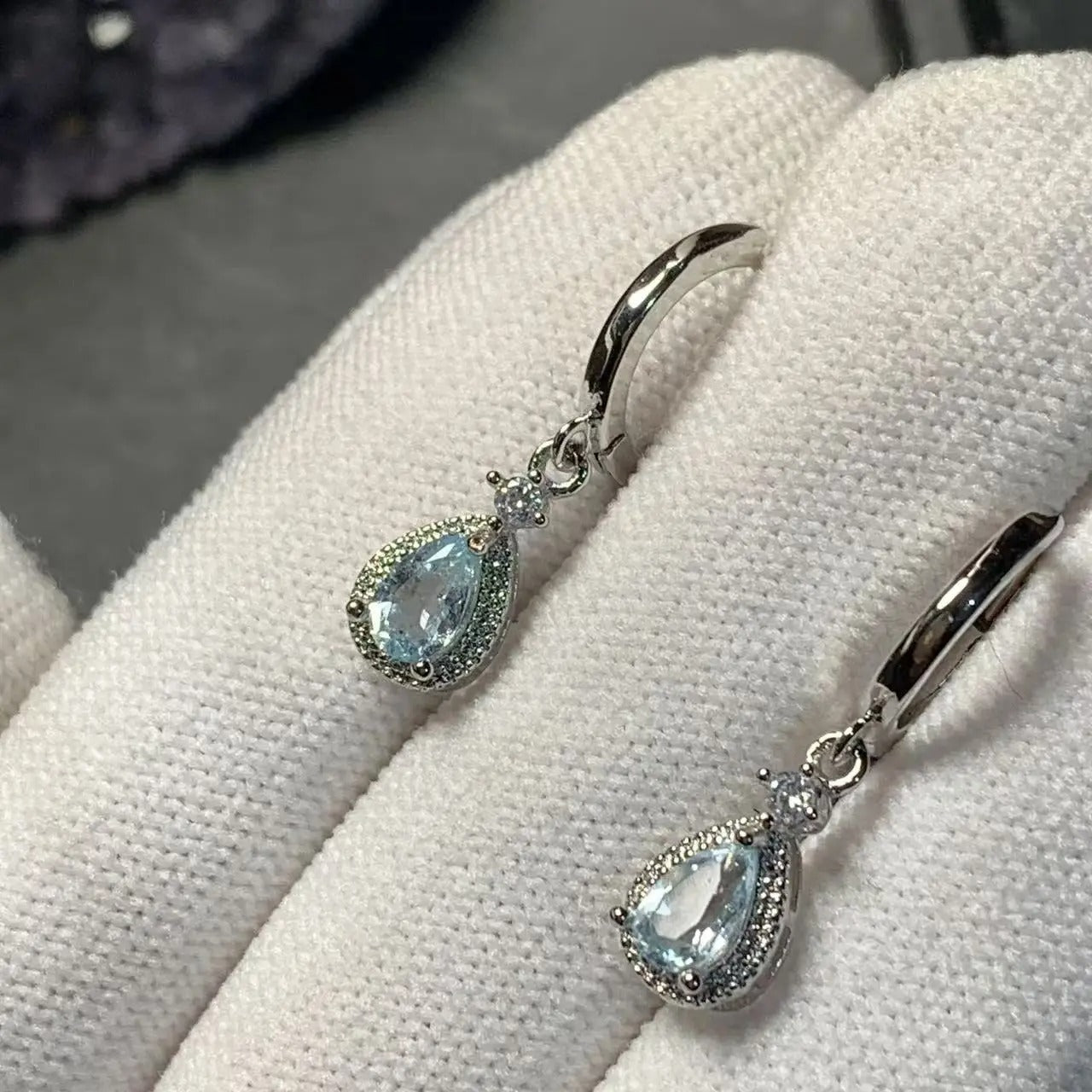 Natural Blue Topaz Hoop Earrings – Women’s Gemstone Jewelry Gift