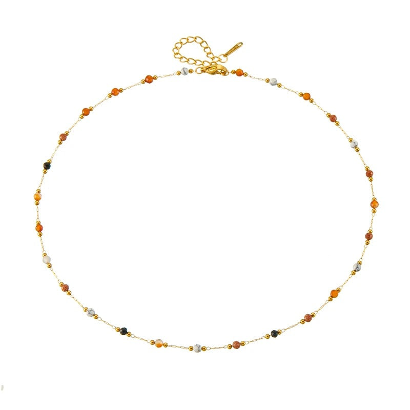 316L Stainless Steel Natural Colored Bead Necklace for Women