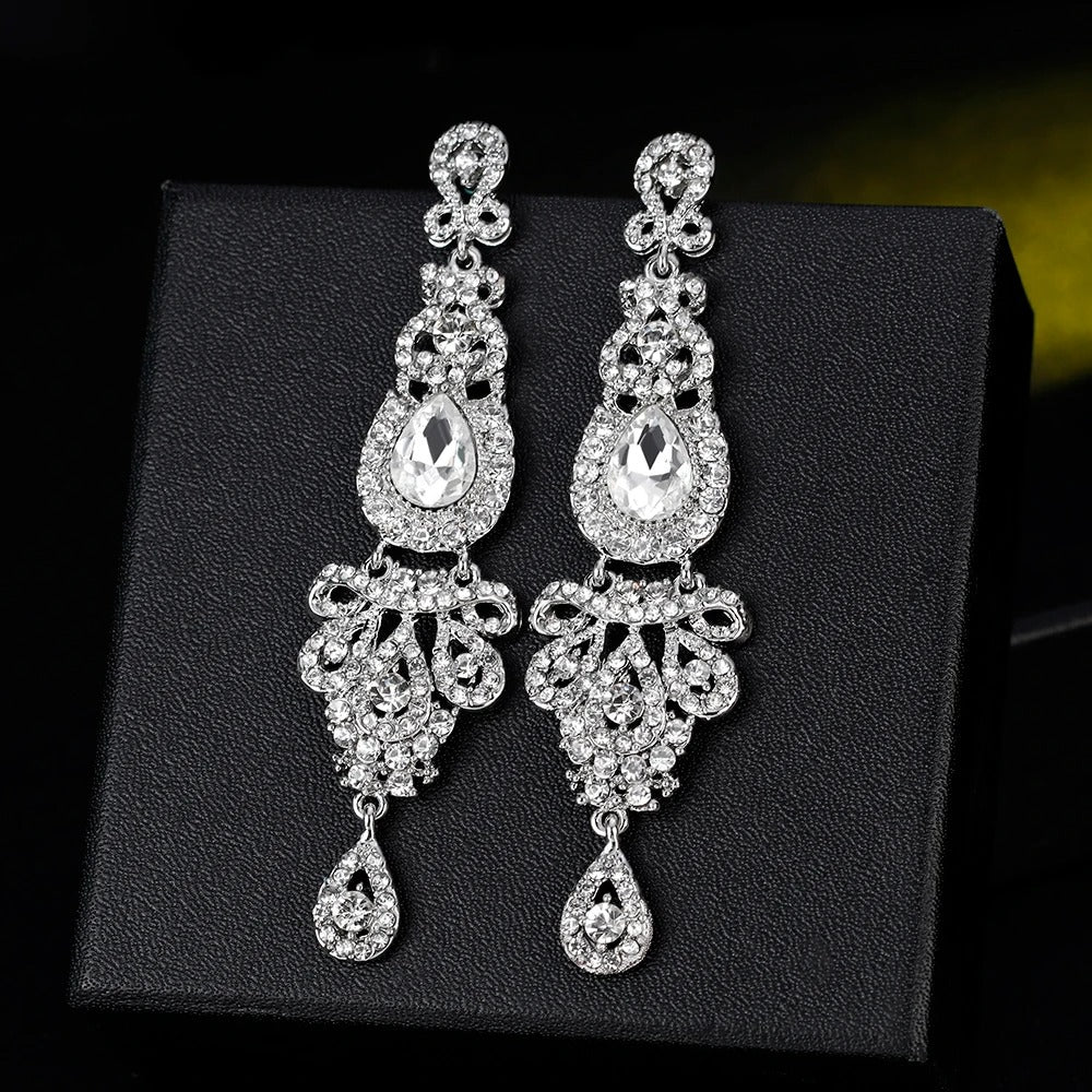 Crystal Wedding Long Drop Earrings for Women 2025 Brides Earrings Prom Jewelry Gifts