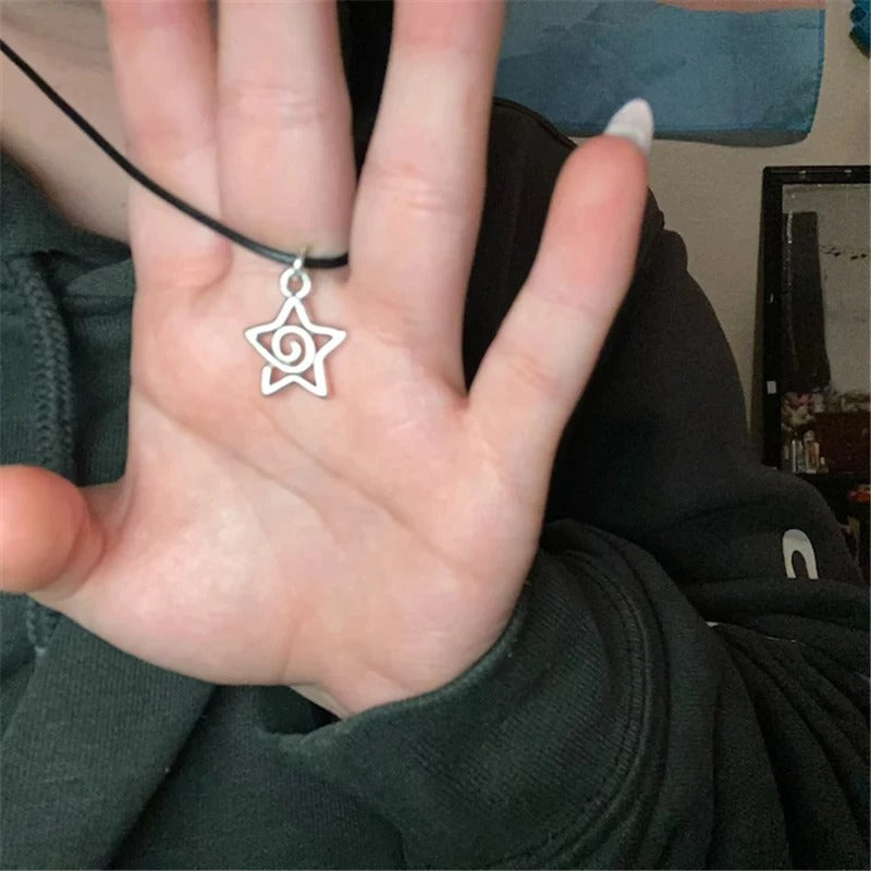 Fashion Antique Silvery Color Star Swirl Pendant Necklace for Women Cute Star Jewelry Party Gifts