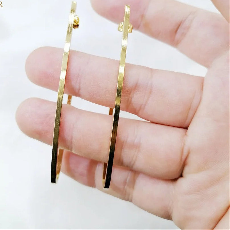 1 Pairs Exaggerated Big Hook Earrings for Women C Shape Ear Studs Earrings Golden Stainless Steel Piercing Jewelry Accessories