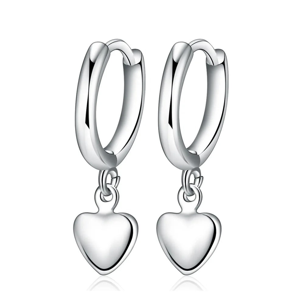 925 Sterling Silver Heart Ring Earrings Trendy Women