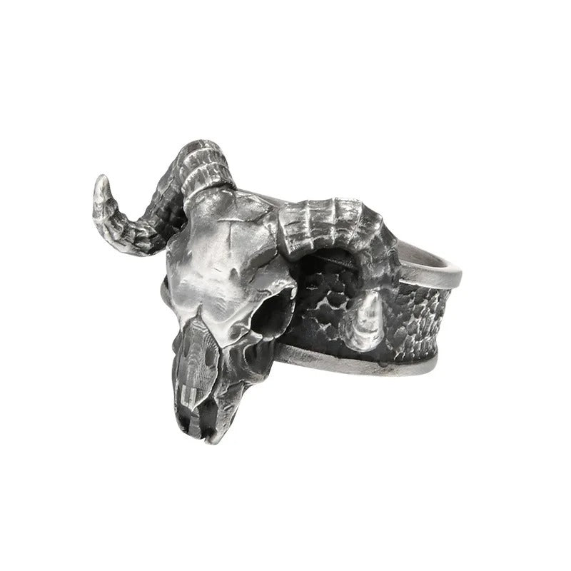 Vintage Black Goat Demon Ring Adjustable Men’s Gothic Jewelry