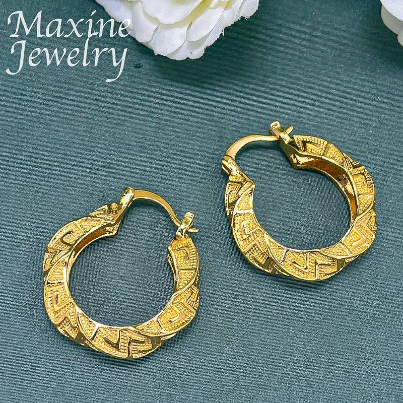Women’s Trendy Gold Plated Large Circle Earring Set Jewelry