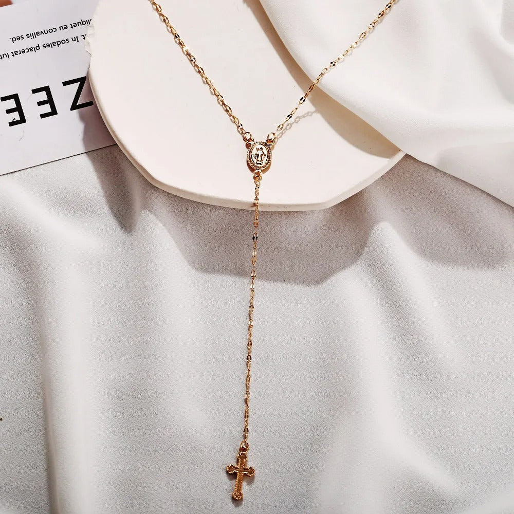 2025 New Fashion Vintage Christian Cross Bohemia Religious Rosary Pendant Necklace For Women Charm Jewelry Gifts