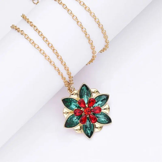 Classic Crystal Pendant Necklace New Fashion Zircon Vintage Flower Necklace for Girl Woman Jewelry Gift