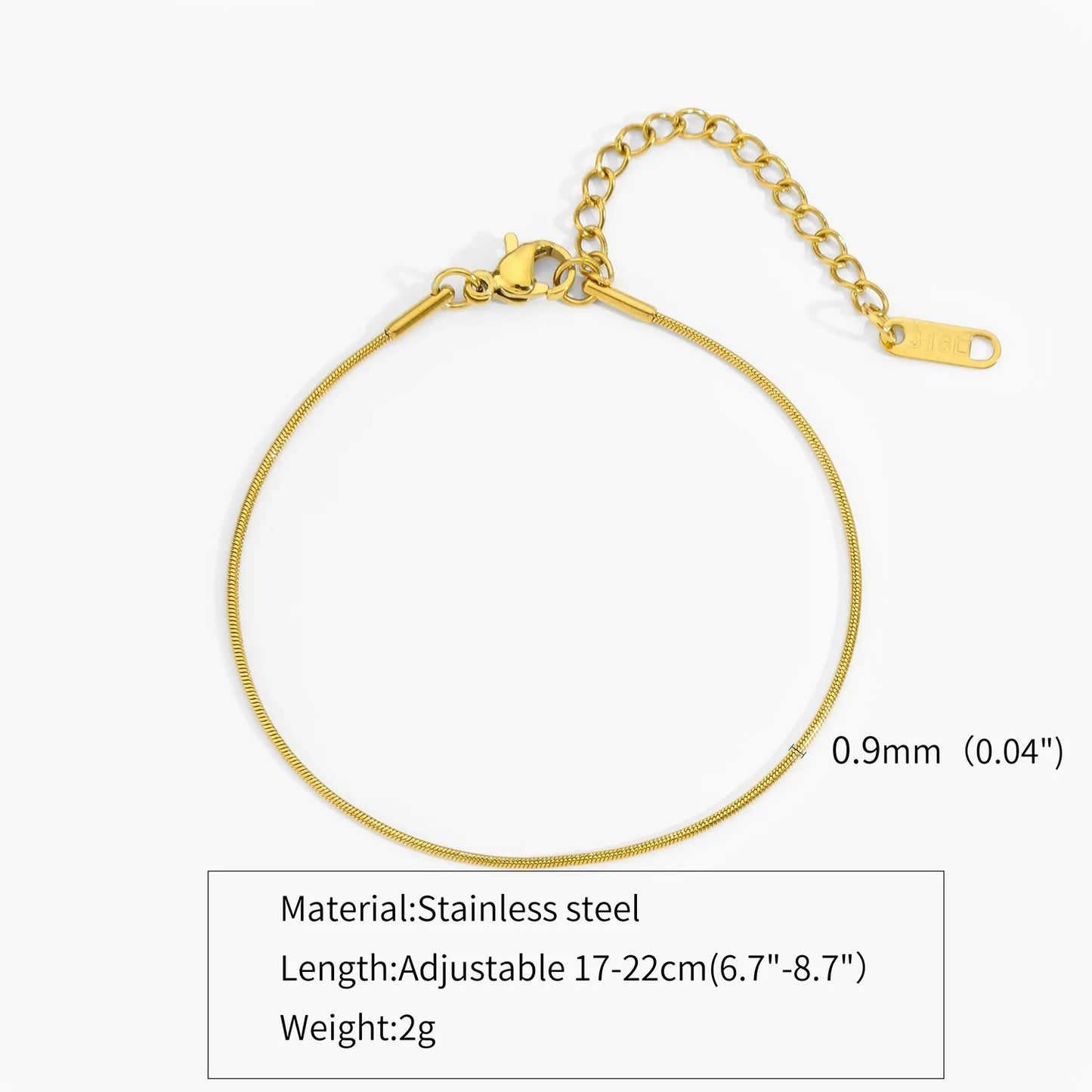 New Ultra-fine Stainless Steel Snake Chain Bracelet Gold Color Simple Bracelet For Women Jewelry Accessories