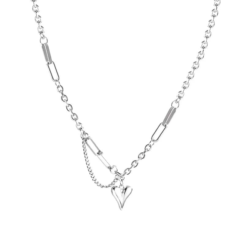 Creative Sweet Cool Heart Pendant Necklace For Women Girls Simple Fashion Adjustable Clavicle Chain Jewelry Accessories Gifts
