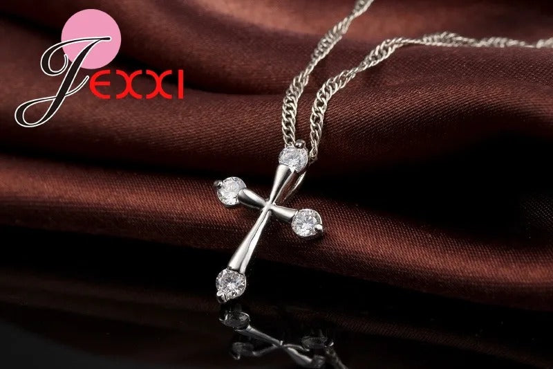 925 Silver Cross Pendant Necklace Women’s Jewelry