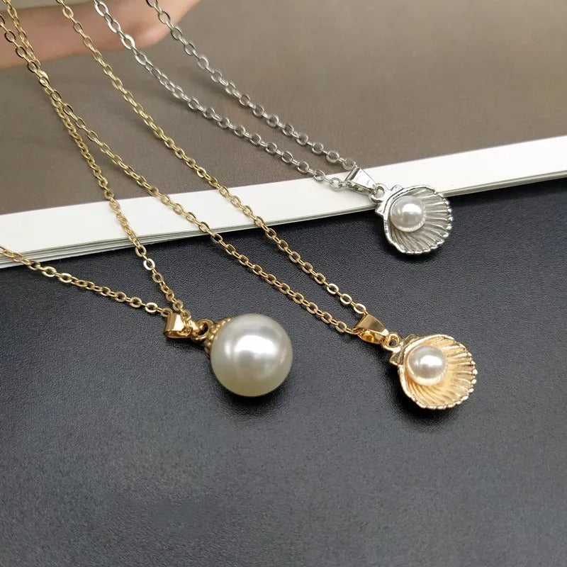 Trendy Summer Shell & Imitation Pearl Pendant Necklace for Women – Fashion Collar Jewelry