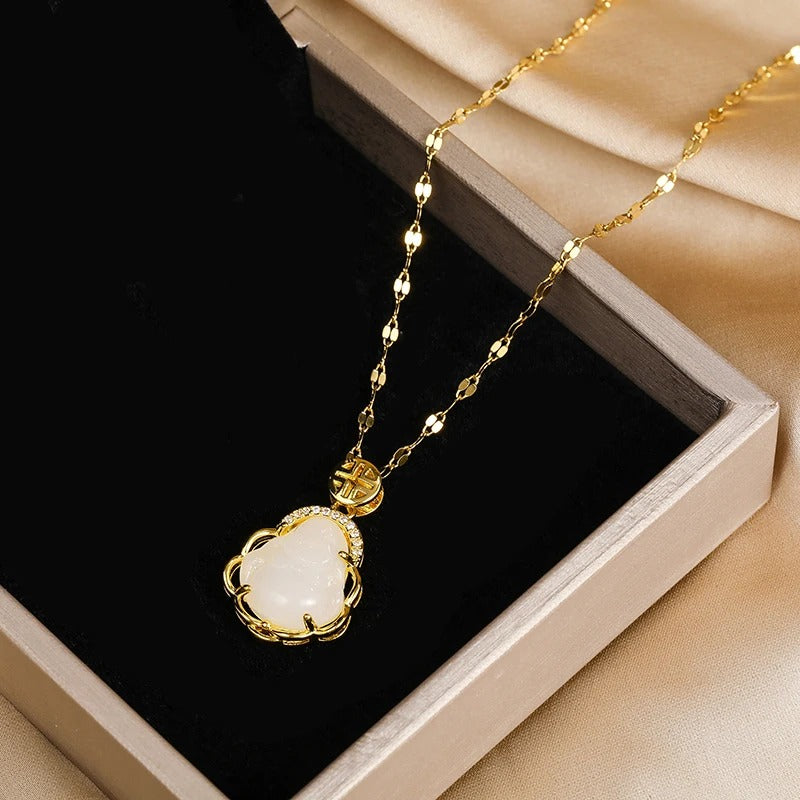 New In Safe Guard Lucky Pendant Stainless Steel Necklaces For Women Vintage Style Female Birthday Gift Jewelry