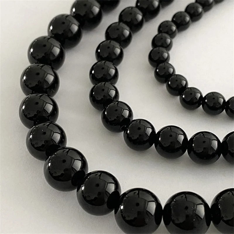 Vintage Black Pearl Choker Simple Acrylic Beaded Chain Necklace For Women Jewelry Accessories Women's Gift