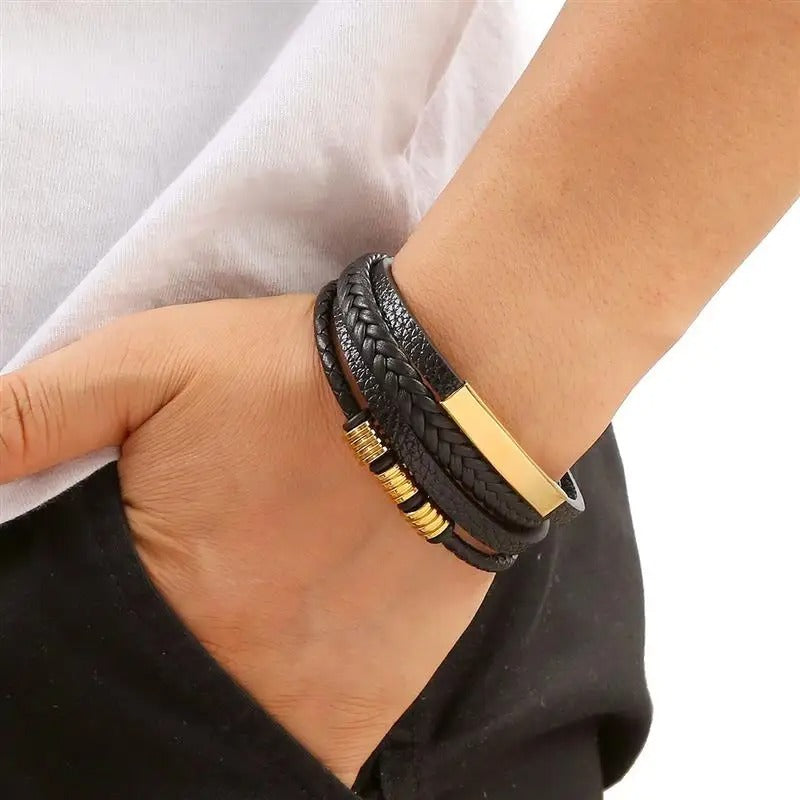 Classic Men's Leather Bracelet New Style Hand-woven Multi-layer Combination Accessory Fashion Jewelry