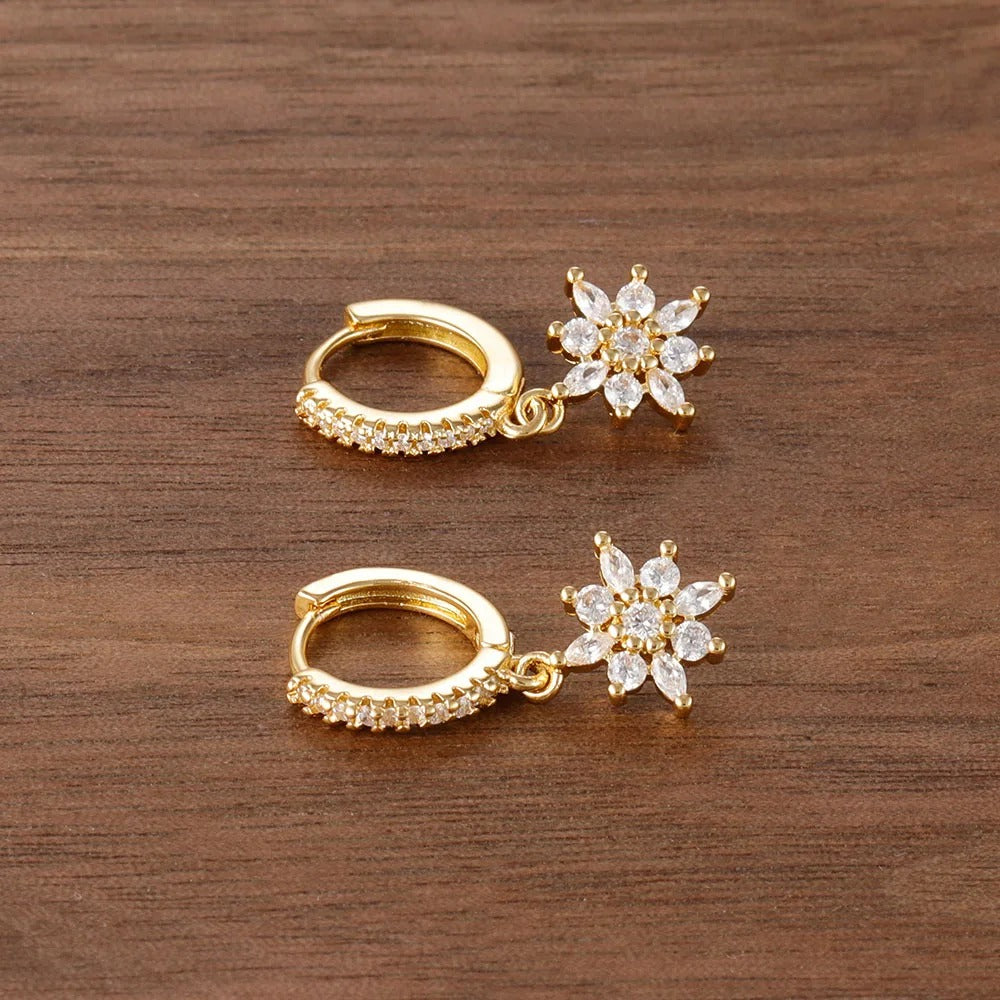 Luxury Stainless Steel Star Dangle Earrings For Women Sparkling Zircons Ear Piercing Earring Fashion Jewelry
