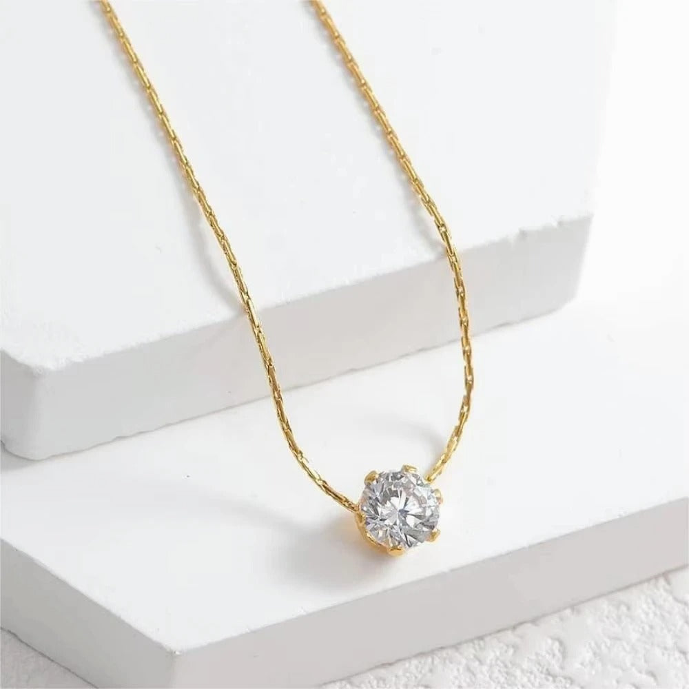 Mariasz Minimalist Gold Color Stainless Steel Heart Dainty Classic Zircon Charm Anti Tarnish Chain Necklace for Women Jewelry