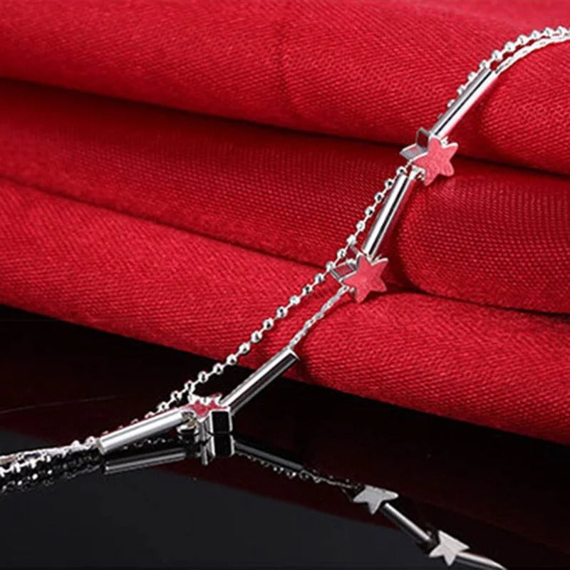 New Trendy 925 Sterling Silver Anklets For Women Cute Star Ankle Chain Bracelet Foot Jewelry Girl Beach Party Accessories
