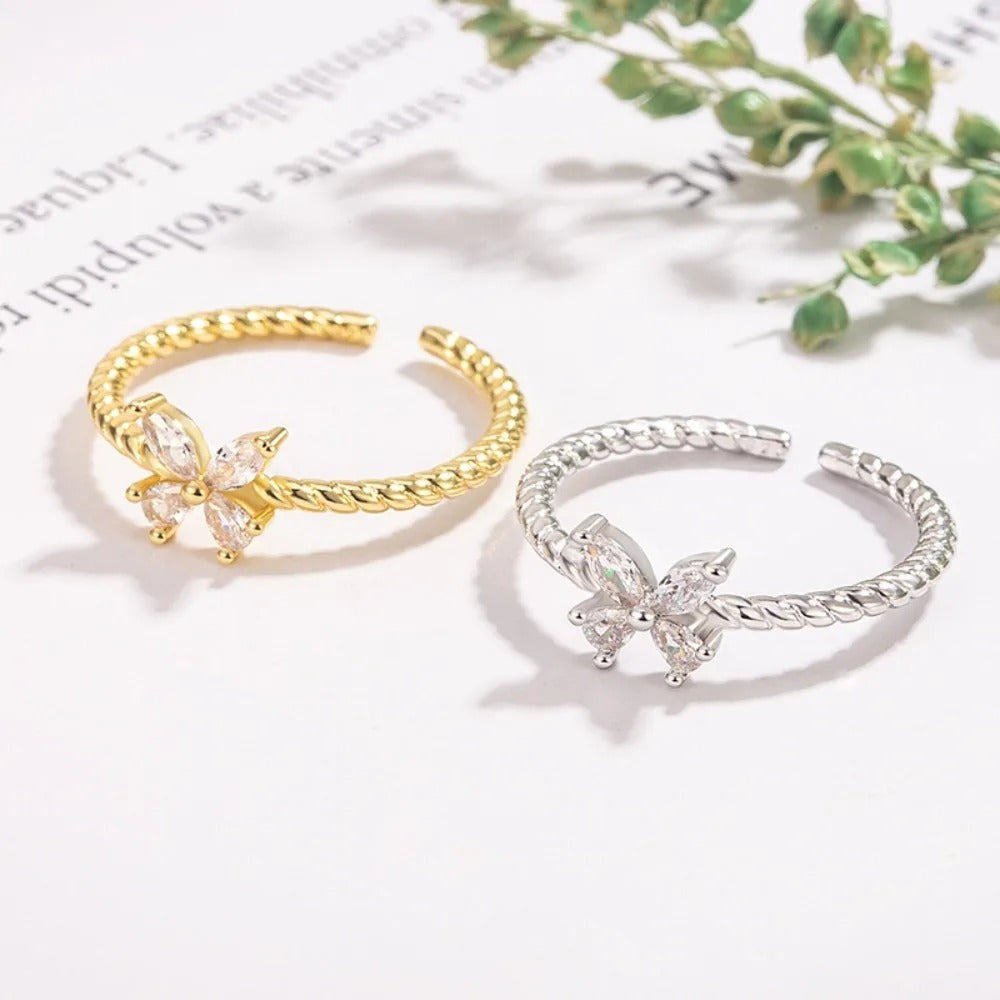 New Zircon Adjustable Butterfly Rings For Women Geometric Minimalist Wedding Ring Engagement Couple Jewelry Party Gift
