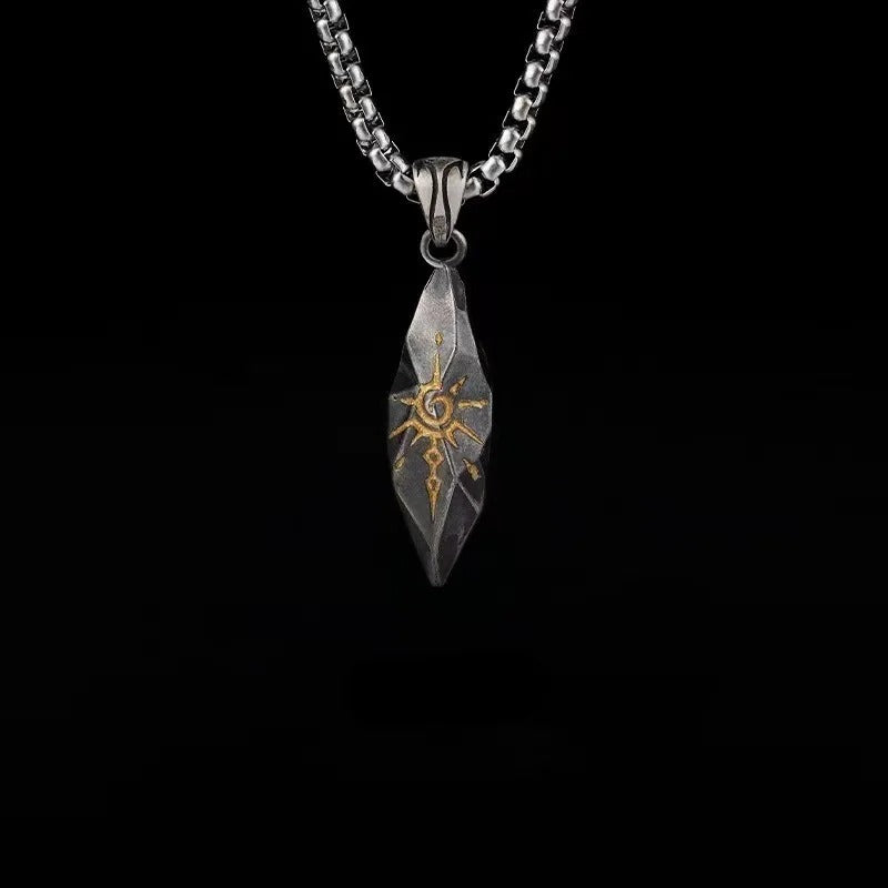 Retro Wishing Stone Men's Necklace Personalized Trendy Cool Meteorite Pendant Jewelry 2025