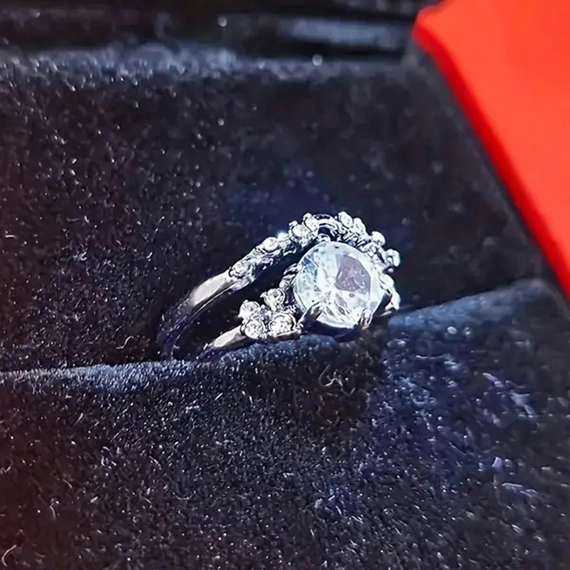 2PCS Zirconia Wedding Ring Set Elegant Bridal Jewelry for Women