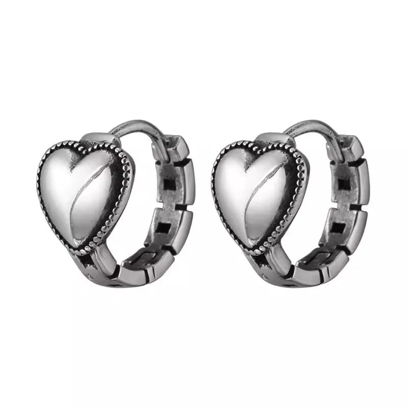 Trendy 925 Silver Gold Heart Earrings Women Party Jewelry Gift