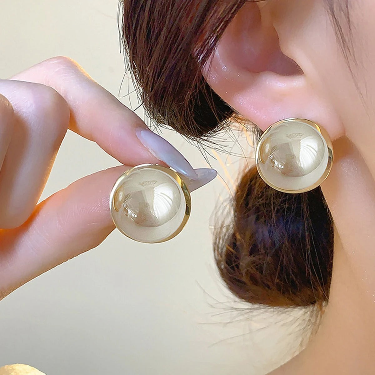 Elegant Gold Pearl Stud Earrings for Women