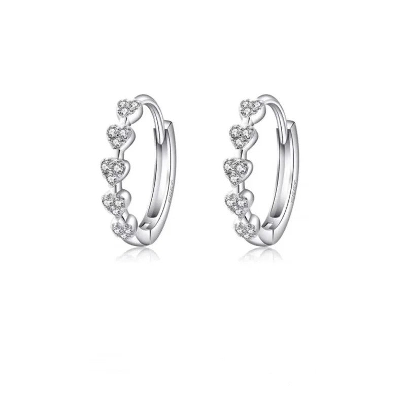 Women’s Silver Heart Hoop Earrings Temperament Wedding Jewelry
