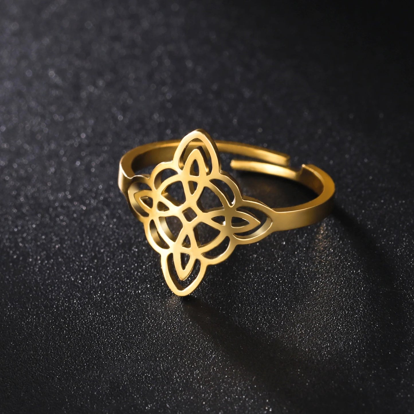 Witch Knot Ring for Women Stainless Steel Adjustable Finger Rings Supernatural Jewelry Accessories Lucky Gift