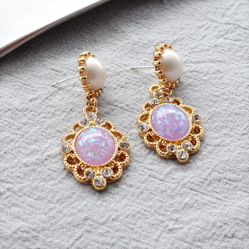 Vintage Palace Golden Pearl Hanging Earrings For Women Wedding Fine Drop Earrings Female Elegant Jewelry Gift