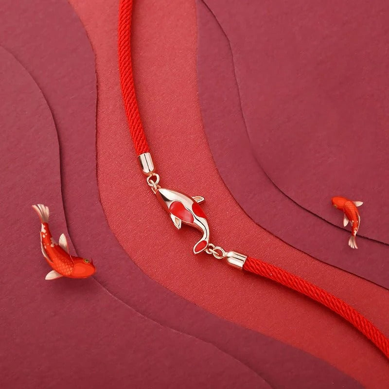 Good Luck Bracelet Braided Rope Koi Bracelet Red String Valentine Gift Couple Gift