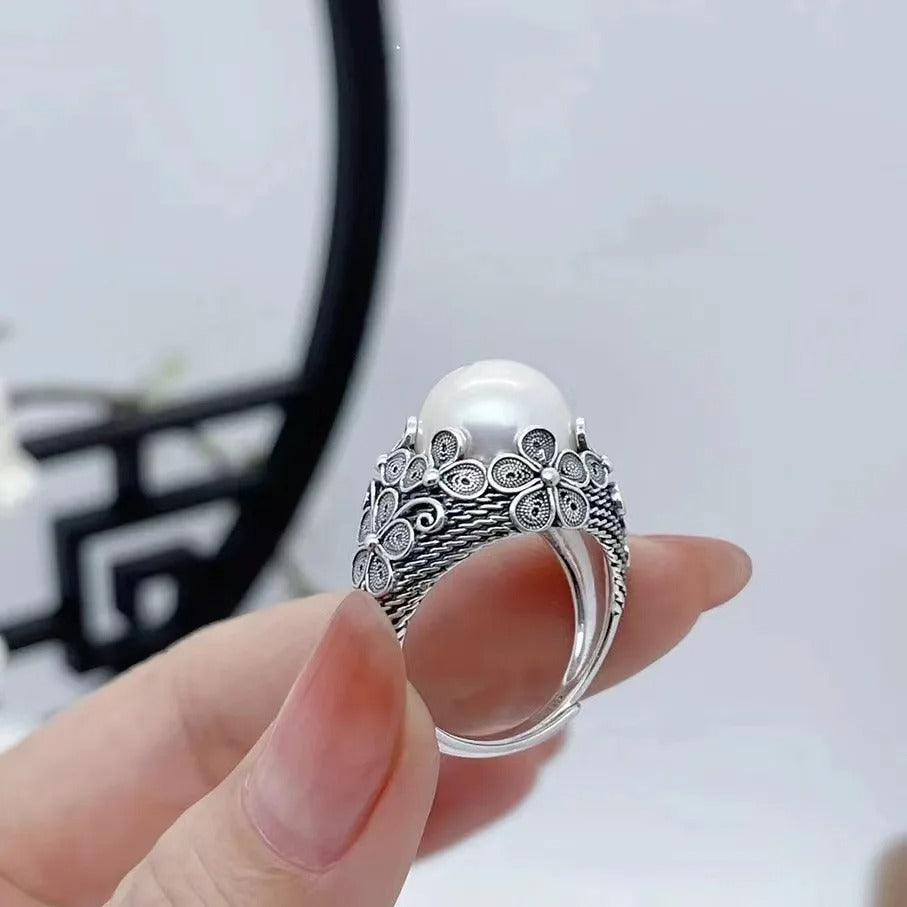 Silver Rings vintage Flowers High Quality For Women Fine Wedding Jewelry Accessories Party Gifts